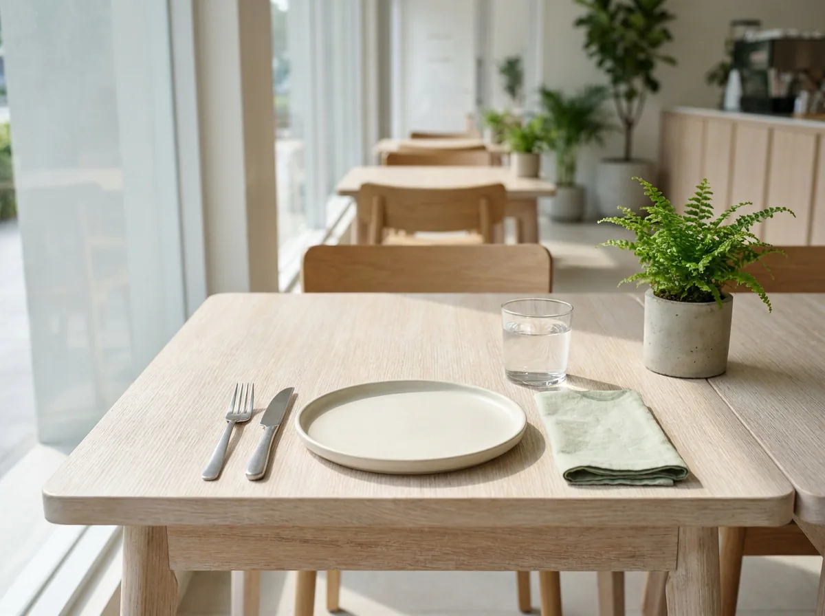 A set table at dip! cafe